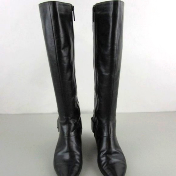 Nine West Womens Black Leather Wedge Boots Sz 7.5 - Picture 3 of 6